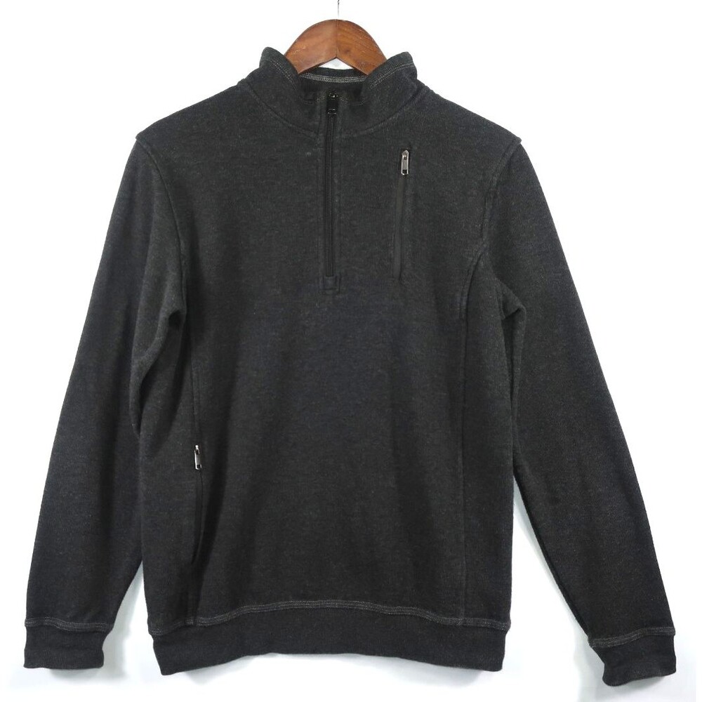 Scottevest The Weekender 1/4 Zip Cotton Sweatshirt Size Small Charcoal Gray S